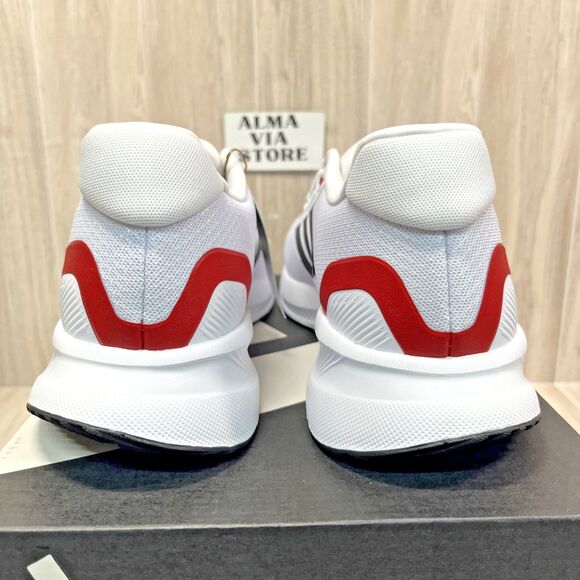 Adidas Runfalcon 5 Men\'s Size 10.5 White Black Scarlet Running Shoes IE8818 New main image 6